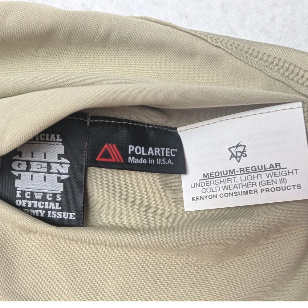 NWT Polartec ECWCS Gen III Level 1 Undershirt Mens Medium Regular Tan